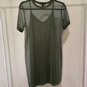 Olive Mesh t-shirt dress
